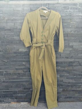 Joie Olive Utility Jumpsuit with Waist Tie